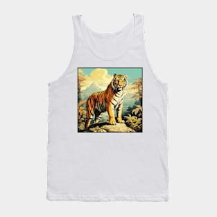 Colorful Tiger Cartoon Vintage Bengals Tiger Drawing Comics Fearless Tiger Tank Top